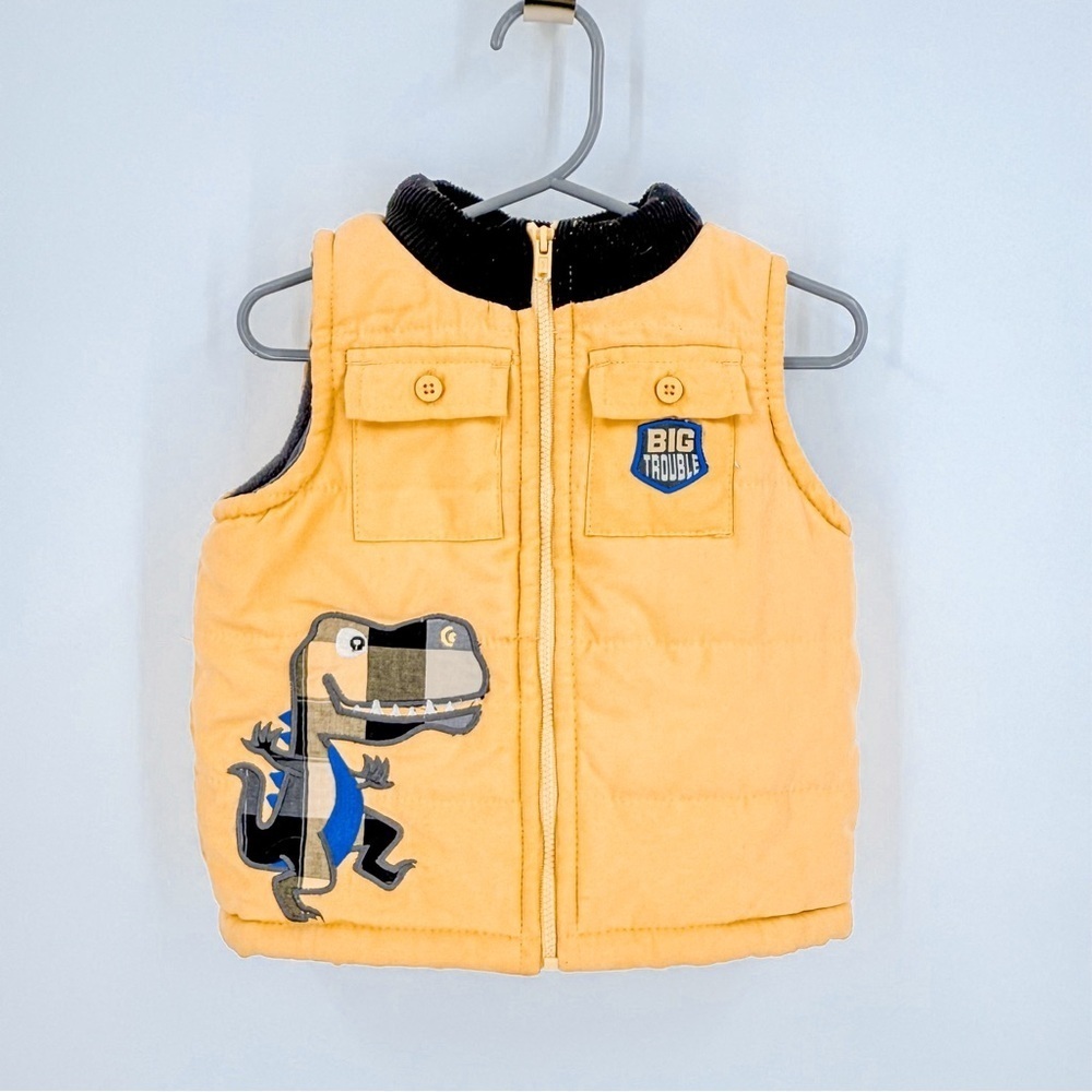 Wonder Nation Quilted Yellow and Black Vest with Cartoon Design